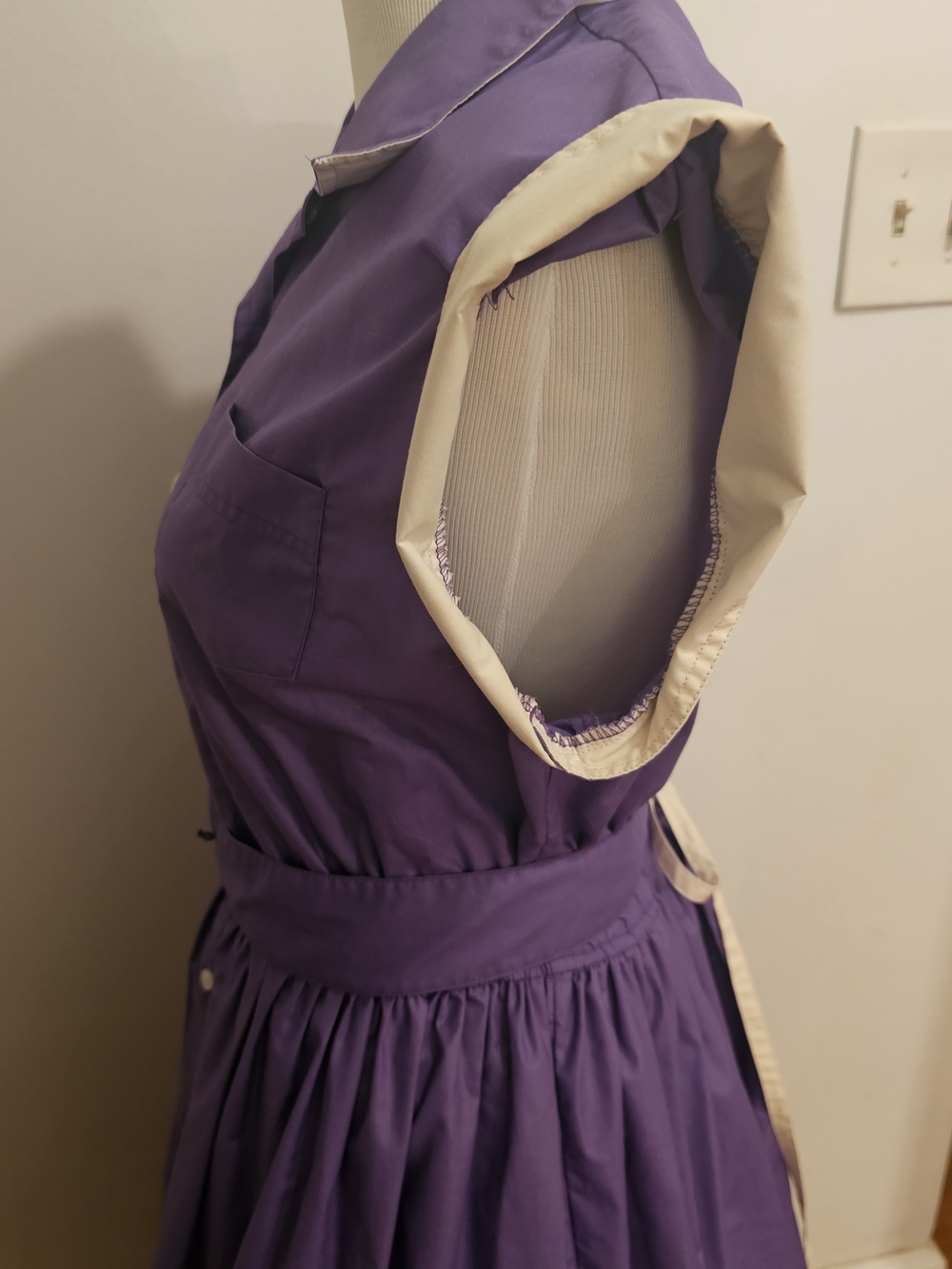 Vintage Button-Front Fit & Flare Day Dress - Purple - Picture 6 of 10